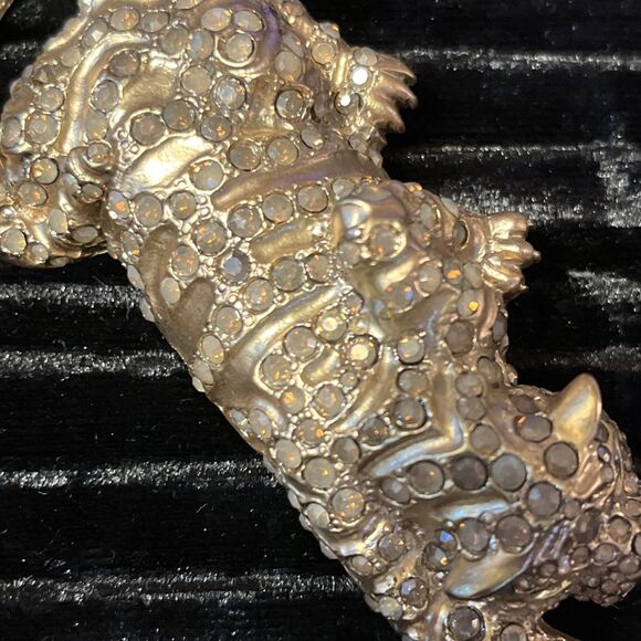 Vintage Gold Tone Big Cat Stalking Panther Cheetah Leopard Rhinestone Pin Brooch - Picture 6 of 9